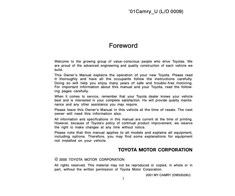 2001 toyota camry repair manual pdf download
