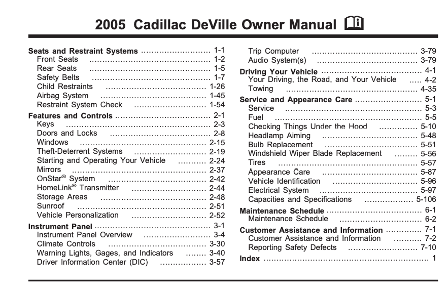2005 Cadillac DeVille owner’s manual Image