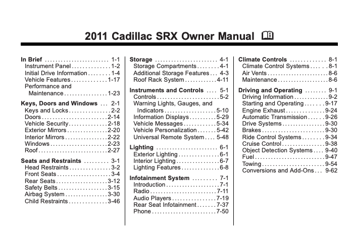 2011 Cadillac SRX owner’s manual Image