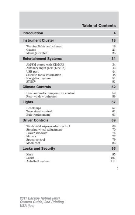 2011 ford escape manual