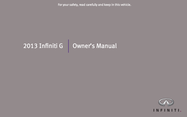 2013 Infiniti G Sedan Owners Manual Image