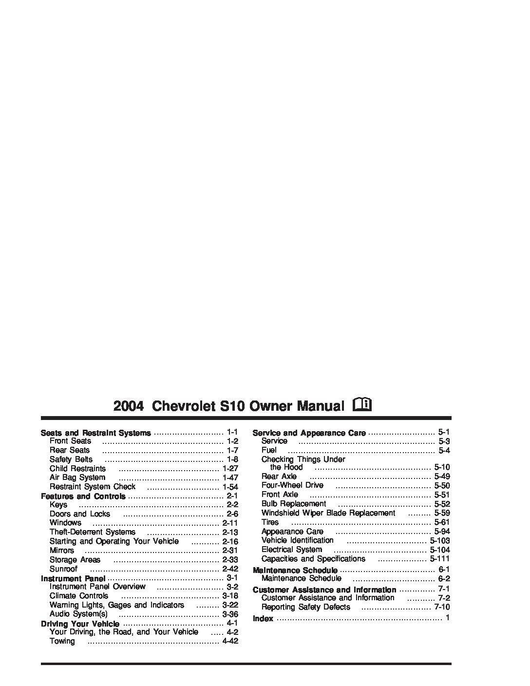 2004 Chevrolet S10 Owner’s Manual Image