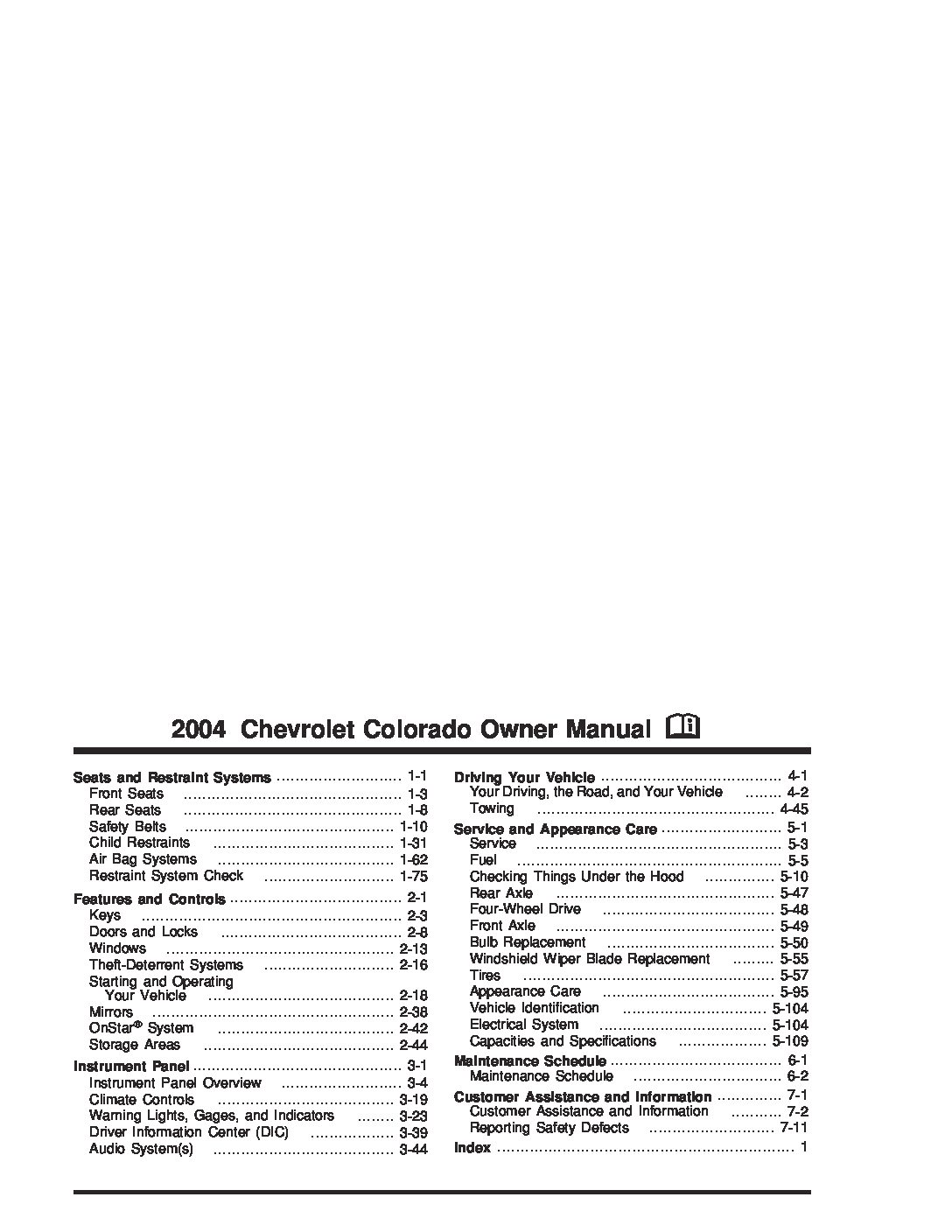 2004 Chevrolet Colorado Owner’s Manual Image