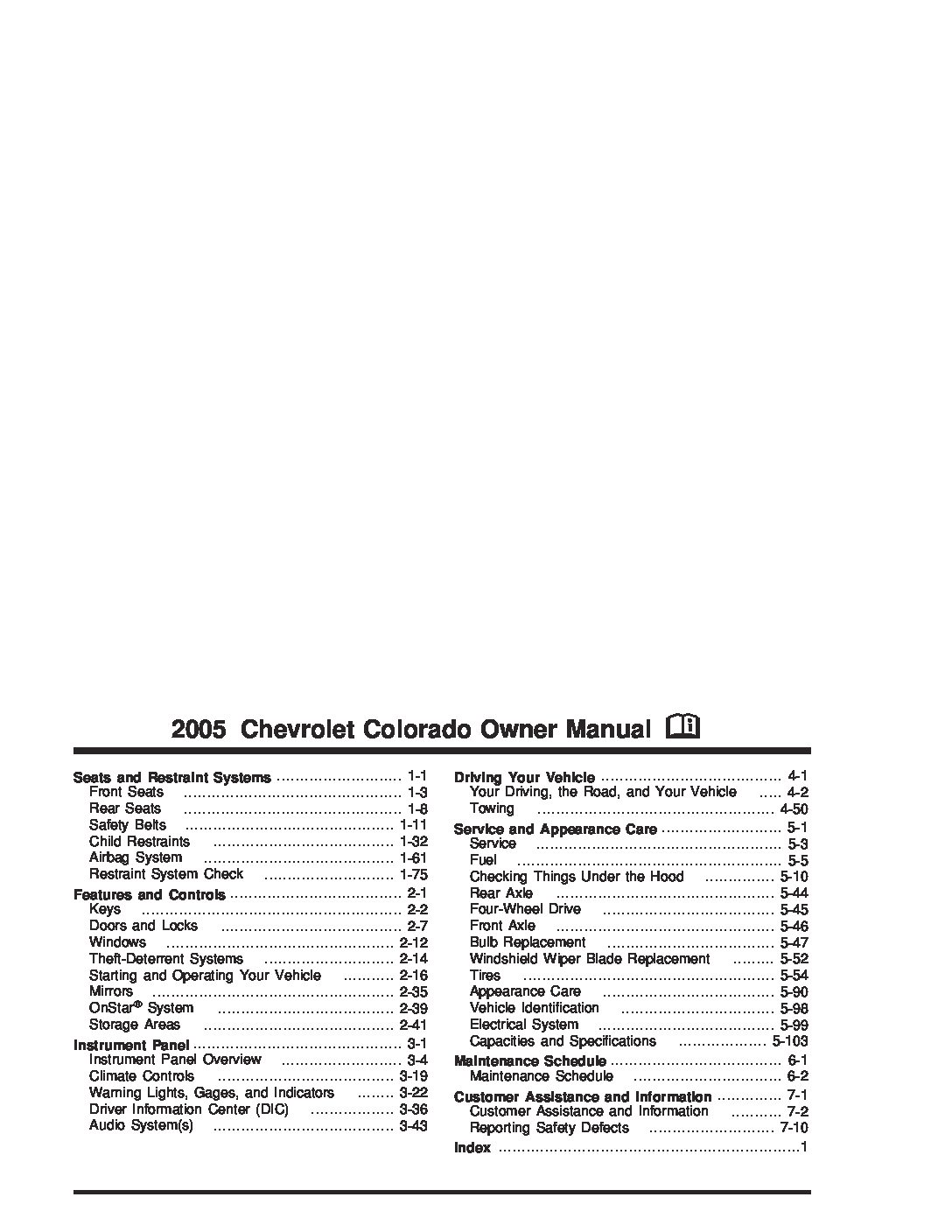 2005 Chevrolet Colorado Owner’s Manual Image