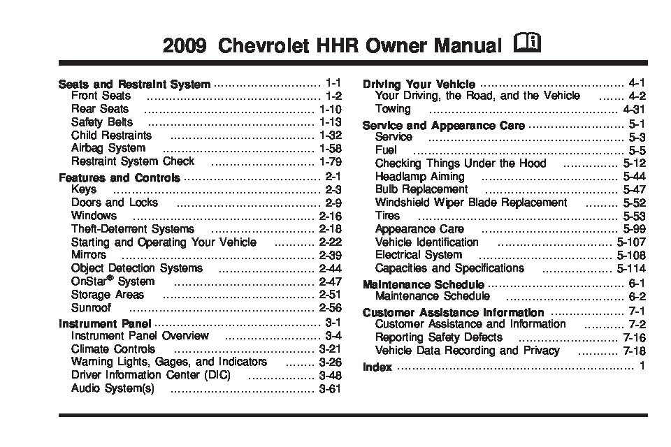 2009 Chevrolet HHR Owner’s Manual Image