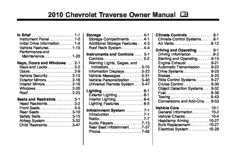 2010 Chevrolet Traverse Image