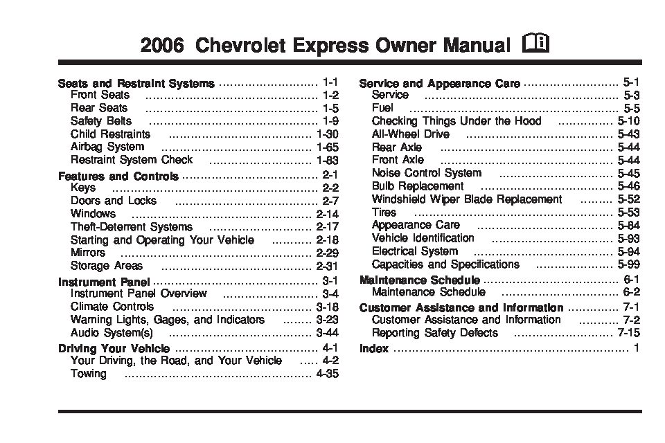 2006 Chevrolet Express Owner’s Manual Image