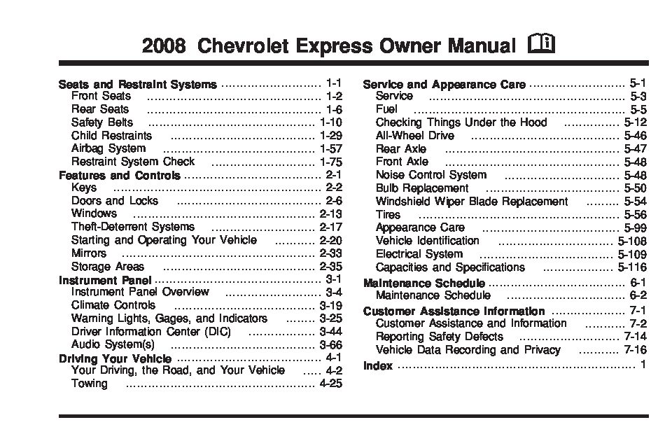 2008 Chevrolet Express Owner’s Manual Image