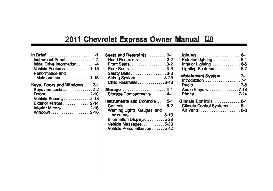 2011 Chevrolet Express Owner’s Manual Image