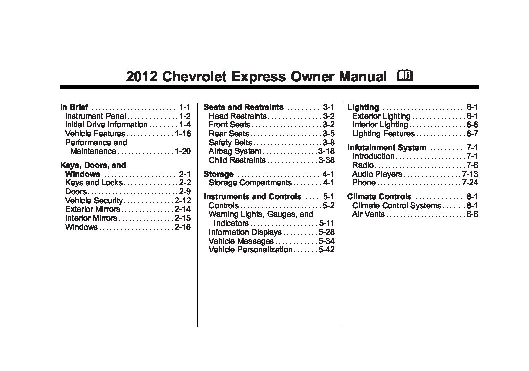 2012 Chevrolet Express Owner’s Manual Image