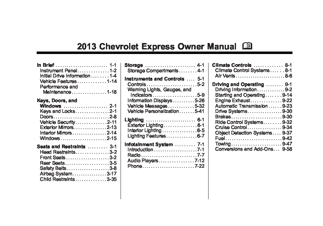 2013 Chevrolet Express Owner’s Manual Image
