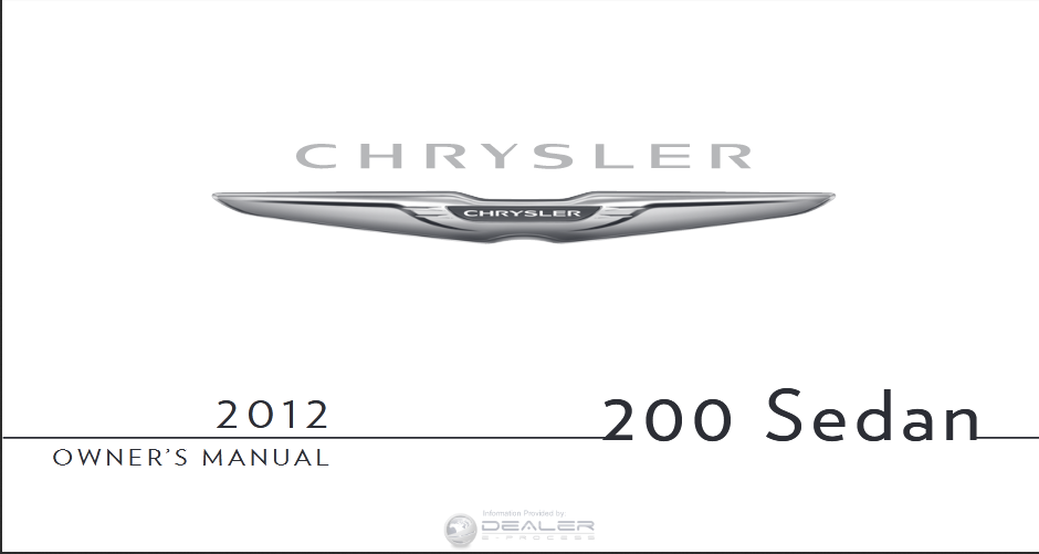 2012 Chrysler 200 Sedan Owners Manual Image