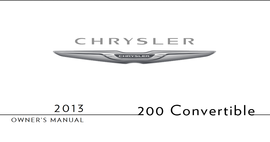 2013 Chrysler 200 Convertible Owners Manual Image