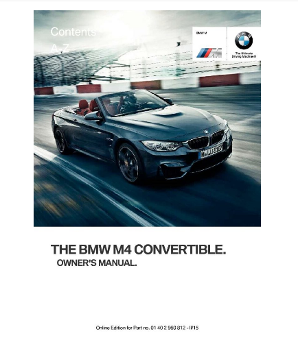 2015 BMW M4 Convertible Owner’s Manual Image