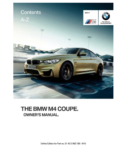 2015 BMW M4 Coupe Owner’s Manual Image