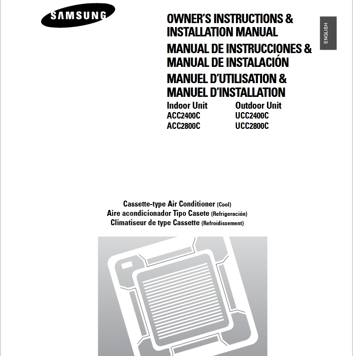 Samsung ACC2800C Air Conditioner Owners Manual Image