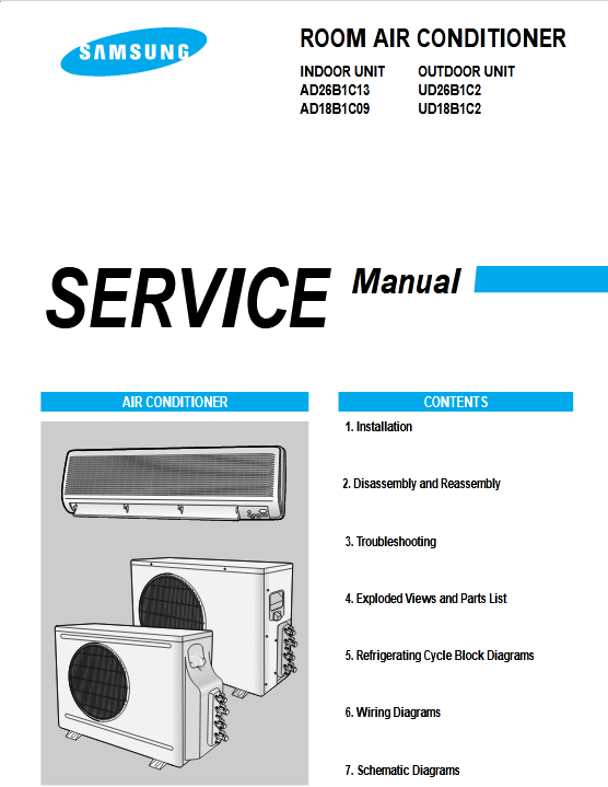 Samsung AD18B1C09 Air Conditioner Service Manual Image