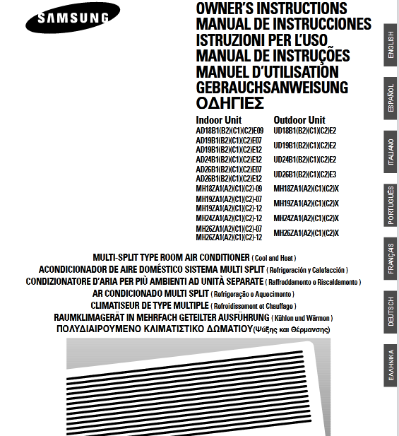Samsung AD24B1(B2)(C1)(C2)E12 Air Conditioner User Manual Image