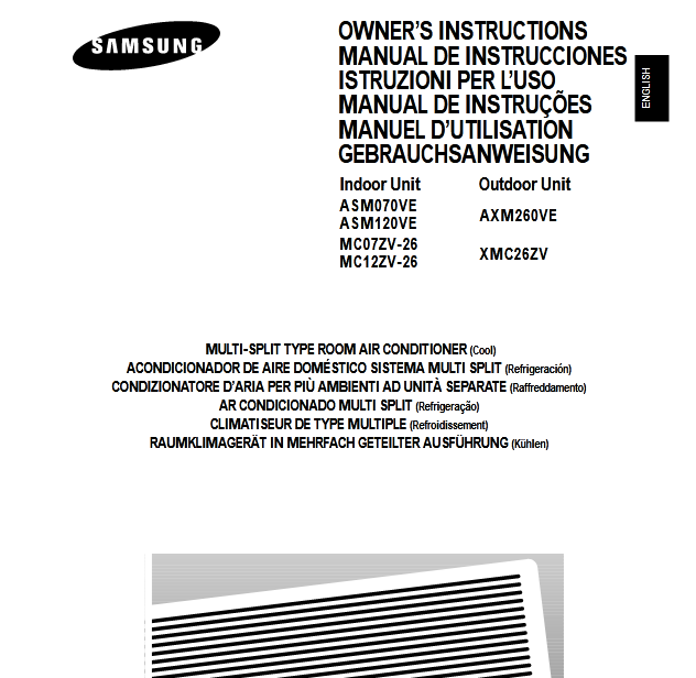 Samsung AM 19A1(B1)E07 Air Conditioner User Manual Image