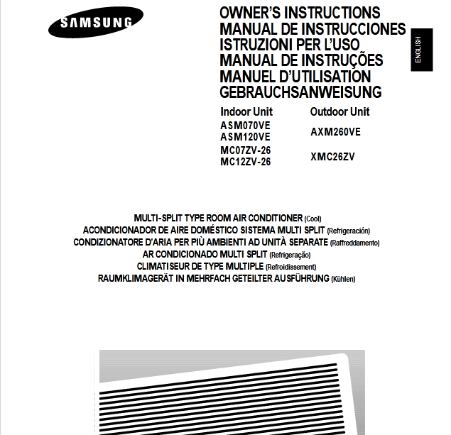 Samsung AM 19A1(B1)E12 Air Conditioner User Manual Image