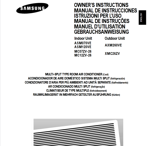Samsung AM 20A1(B1)E06 Air Conditioner User Manual Image