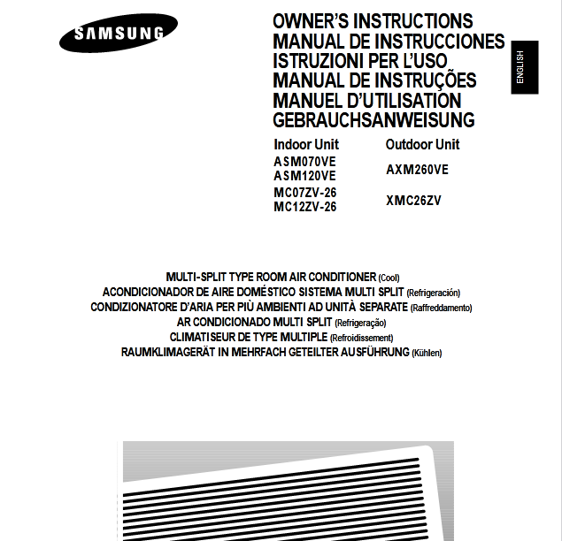 Samsung AM 20A1(B1)E09 Air Conditioner User Manual Image