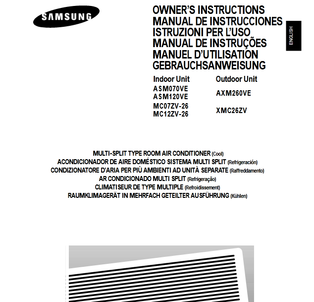 Samsung AM 24A1(B1)E12 Air Conditioner User Manual Image