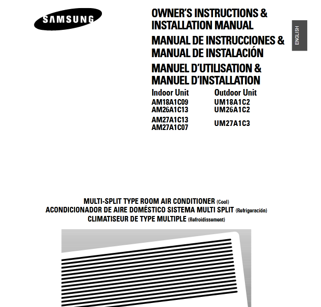 Samsung AM18A1C09 Air Conditioner User Manual Image