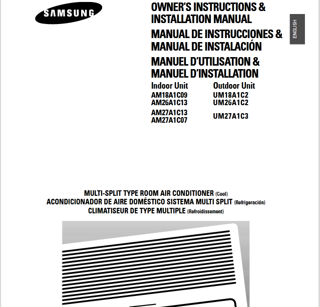 Samsung AM26A1C13 Air Conditioner User Manual Image