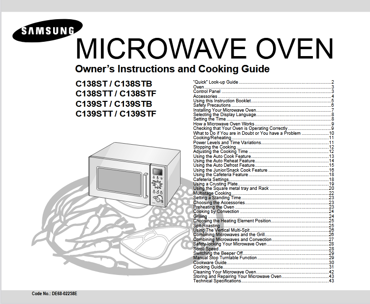 Samsung C138ST Microwave Oven Image