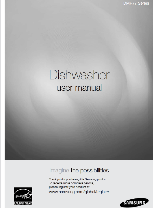 Samsung DMR77LHS Dishwasher User Manual Image