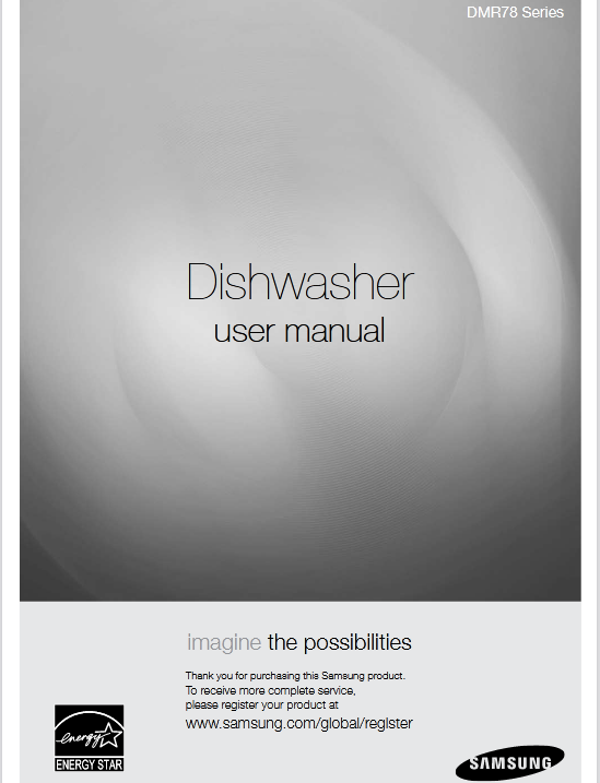 Samsung DMR78 Dishwasher User Manual Image