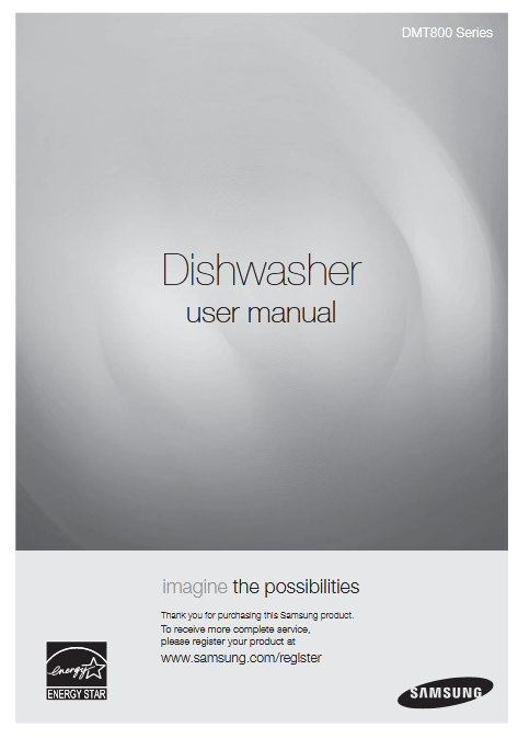 Samsung DMT800RHB Dishwasher User Manual Image