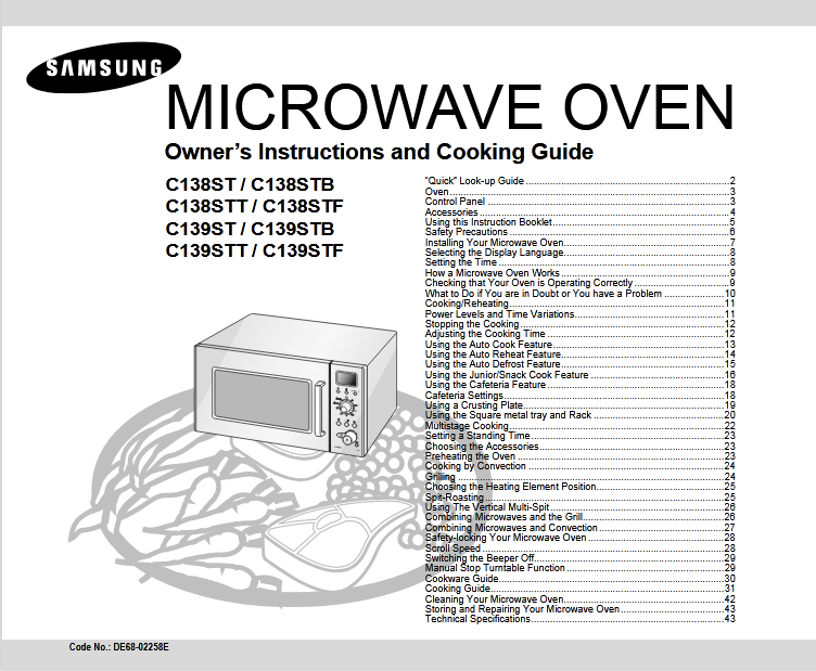 Samsung C138STF Microwave Oven Image