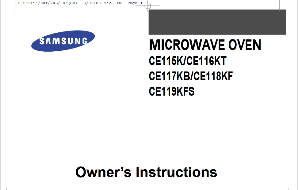 Samsung CE115K Microwave Oven Image
