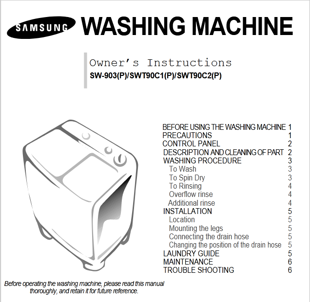 Samsung SWT90C1(P) Washer/Dryer Image