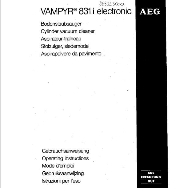 AEG 831I Vacuum Cleaner Image