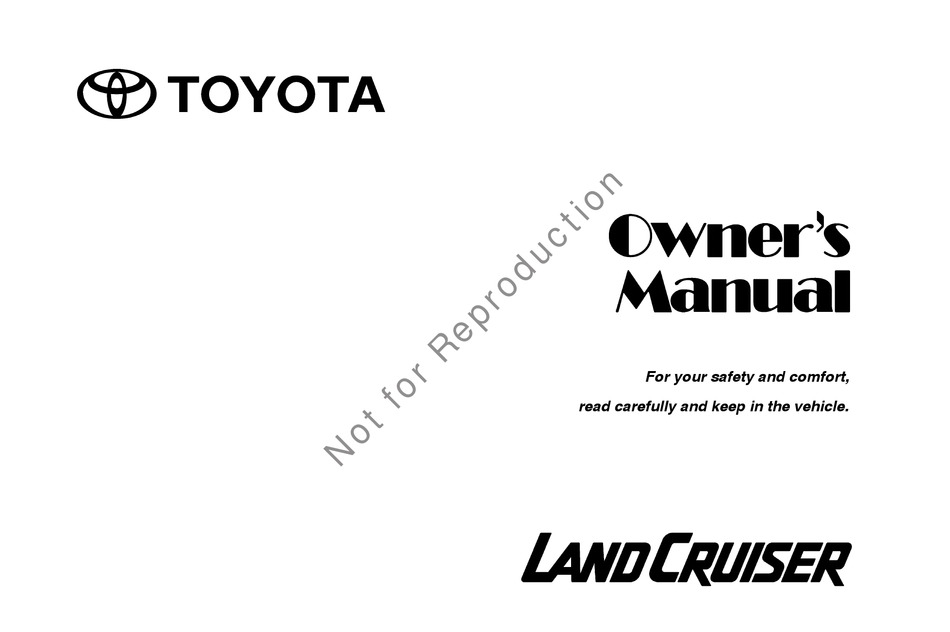 2018 Toyota Land Cruiser Owner’s Manual Image