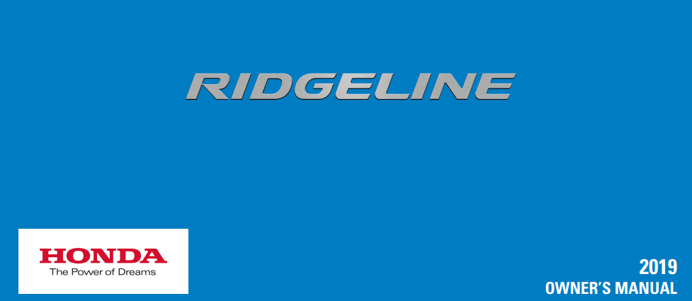 2019 Honda Ridgeline Owner’s Manual Image