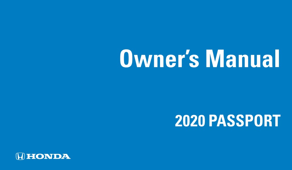 2020 Honda Passport Owner’s Manual Image
