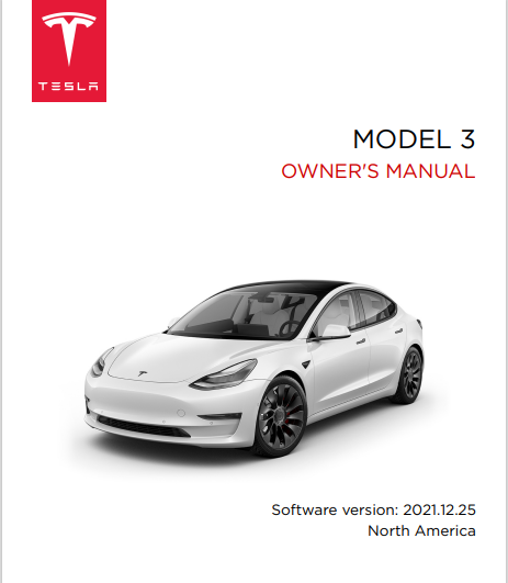 2021 Tesla Model 3 owner’s manual Image