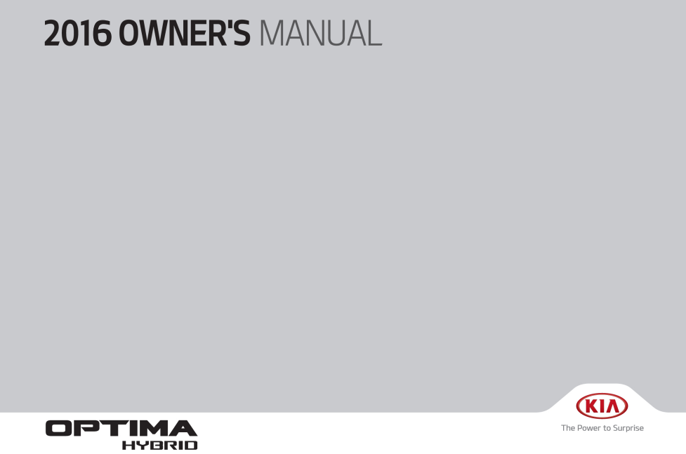 2016 Kia Optima Hybrid Owner’s Manual Image
