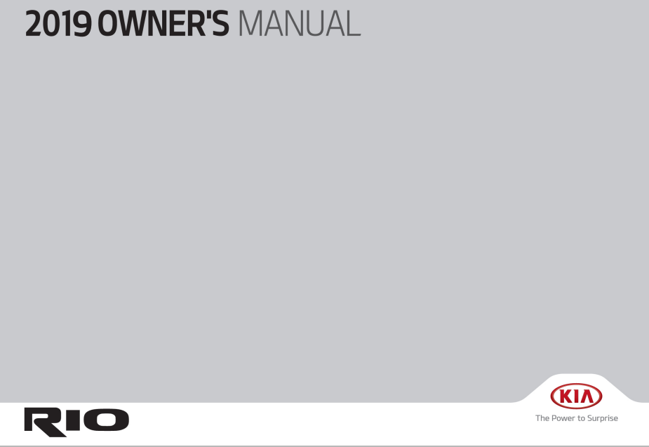 2019 Kia Rio Owner’s Manual Image