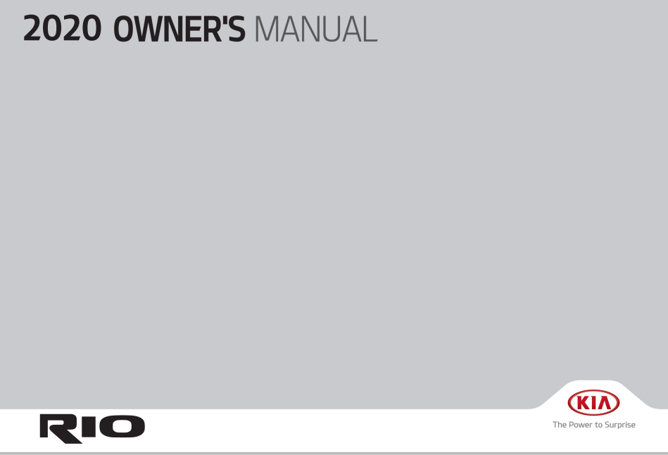 2020 Kia Rio Owner’s Manual Image
